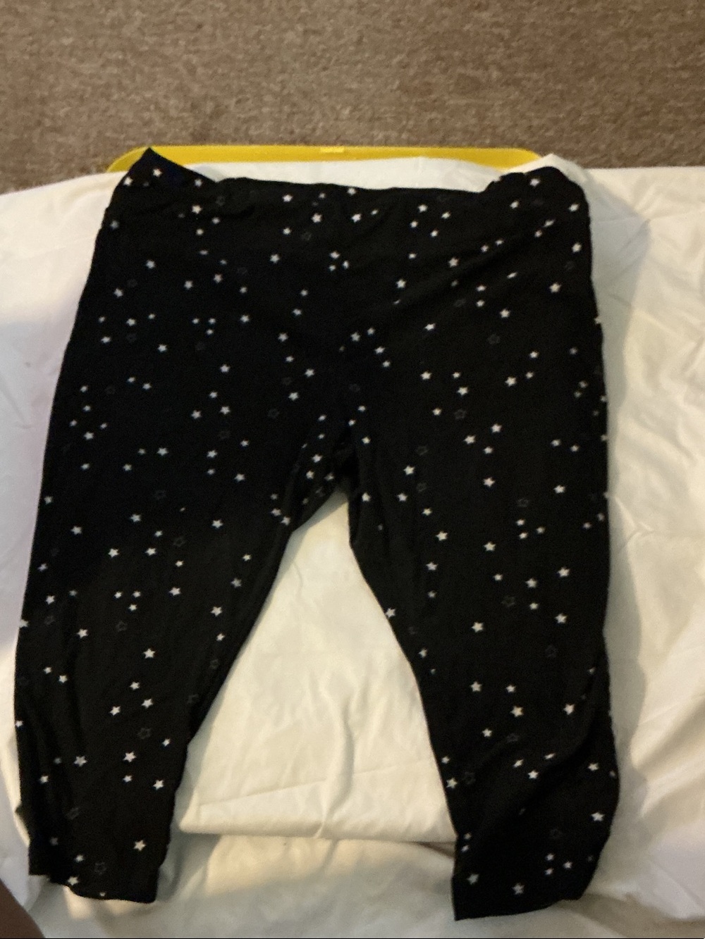 Terra & Sky Black Capris with White Star Print